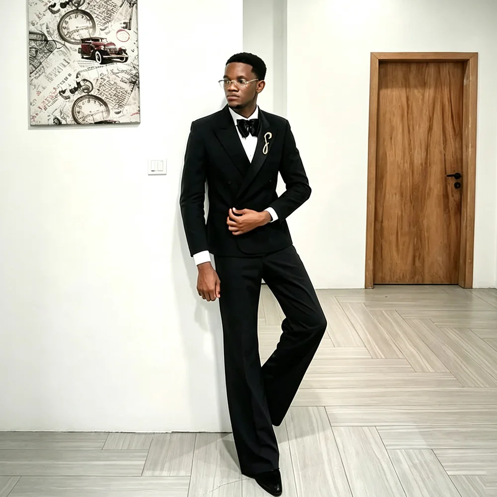 Elegant Black Men's Suits 2 Pieces Set Jacket Pants Peak Lapel Office Business Casual Outfits Wedding Groom Tuxedos Costume
Elegant Black Men's Suits 2 Pieces Set Jacket Pants Peak Lapel Office Business Casual Outfits Wedding Groom Tuxedos Costume
