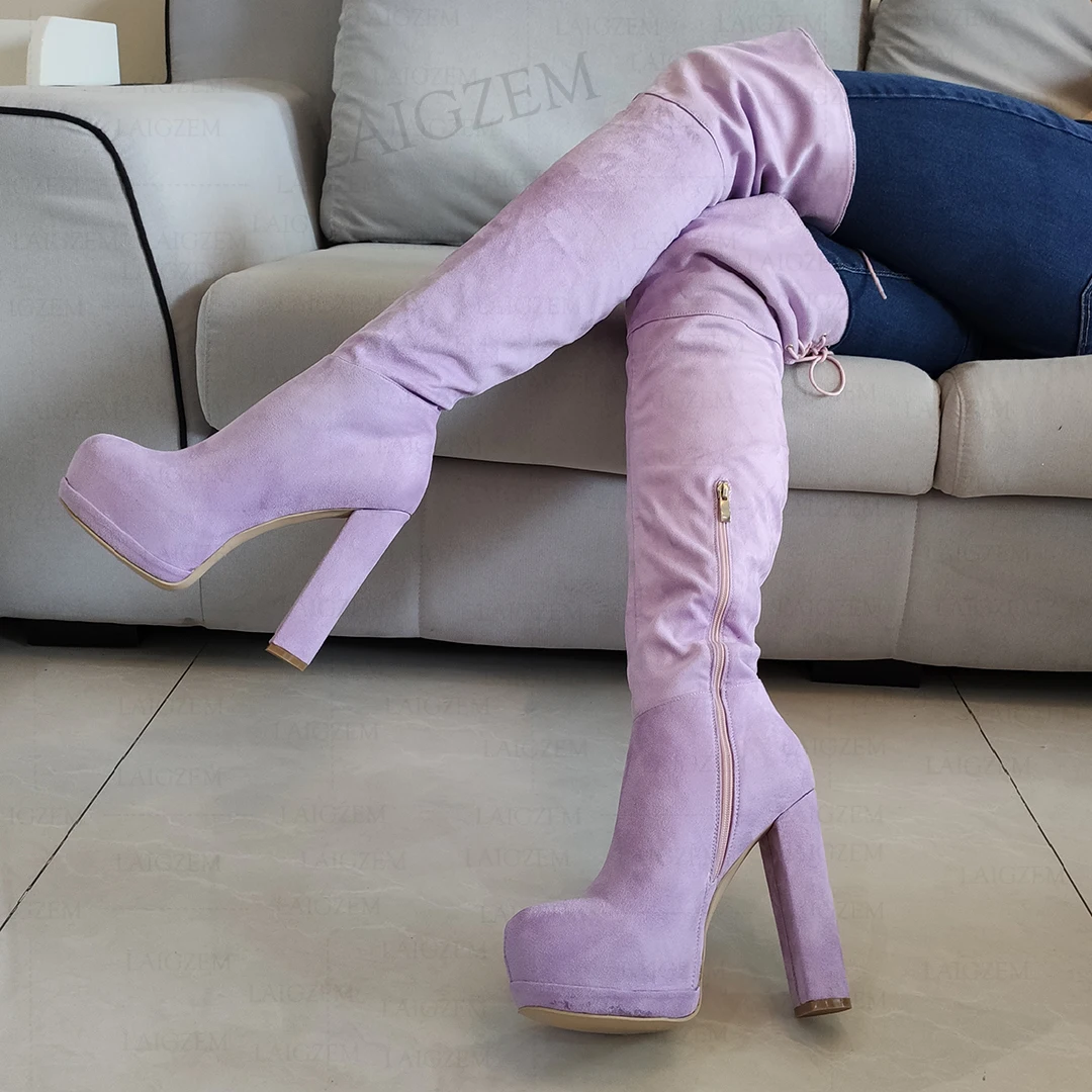 SEIIHEM Women Thigh High Boots Thick High Heels Boots Side Zip Round Toe Over Knee Handmade Shoes Woman Big Size 38 42 45 50 52
SEIIHEM Women Thigh High Boots Thick High Heels Boots Side Zip Round Toe Over Knee Handmade Shoes Woman Big Size 38 42 45 50 52