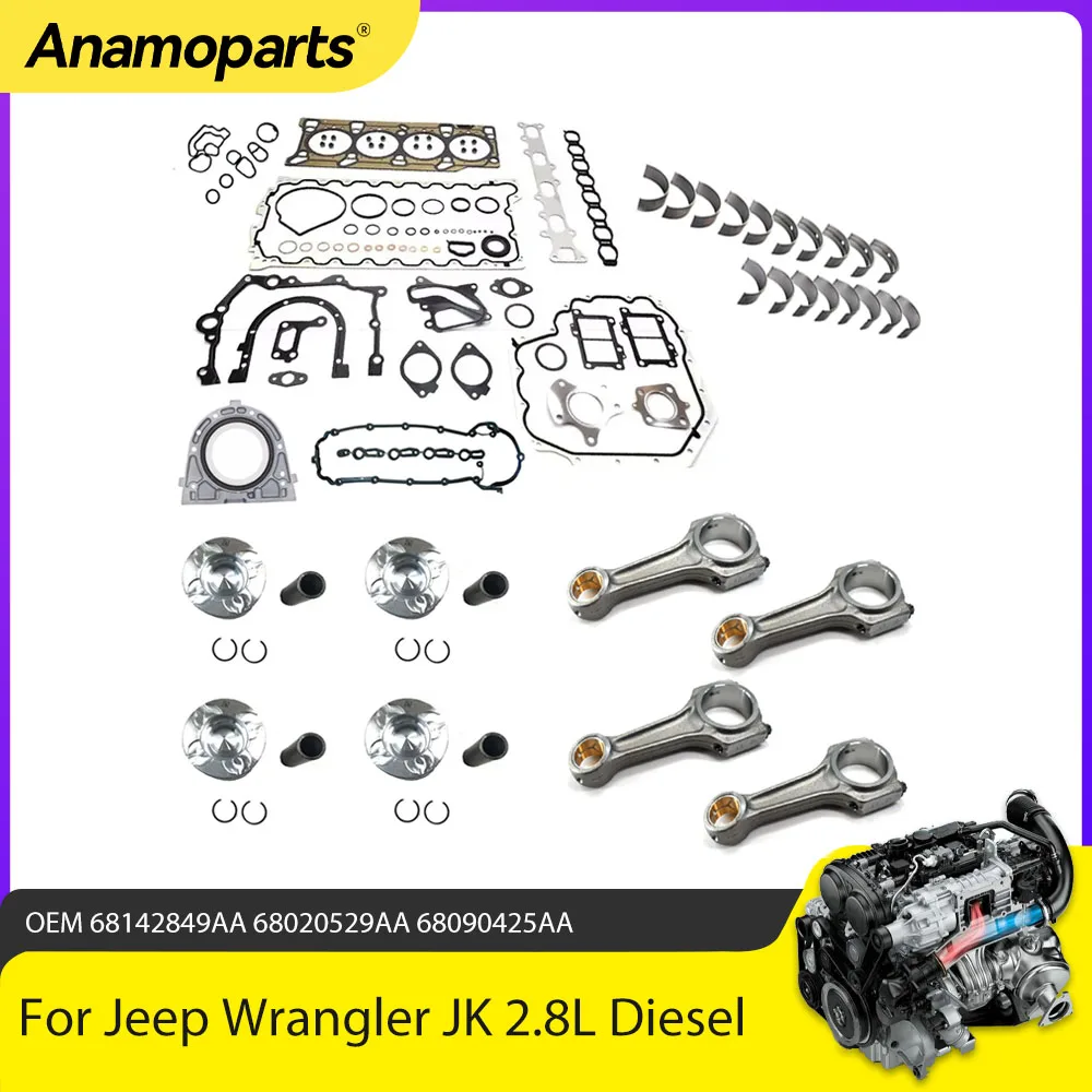 Engine Part Overhaul Gasket Kit Piston Con Rod Bearing Set Fit ENS 2.8 L T Diesel For Jeep Wrangler Cherokee Dodge Chrysler 2.8L
Engine Part Overhaul Gasket Kit Piston Con Rod Bearing Set Fit ENS 2.8 L T Diesel For Jeep Wrangler Cherokee Dodge Chrysler 2.8L