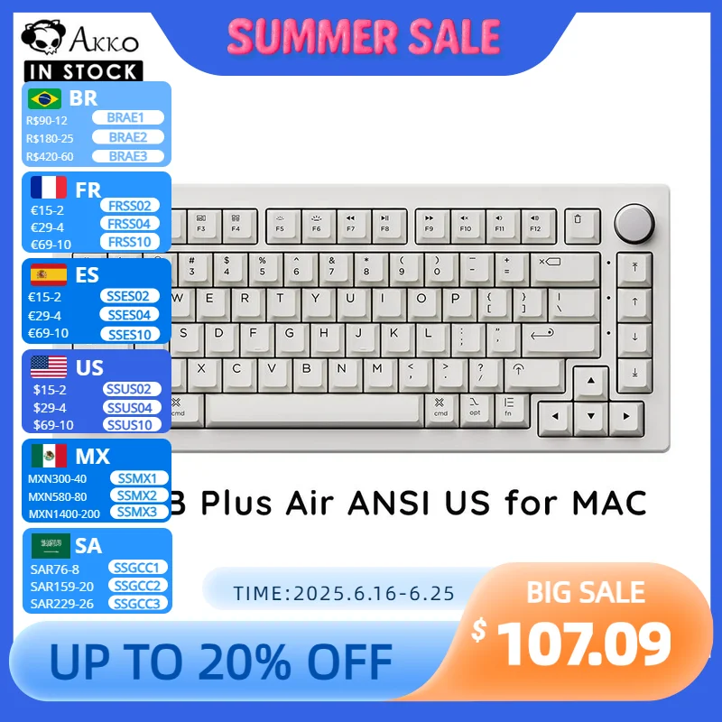 Akko 5075B Plus Air 75% Механическая игровая клавиатура 3/5-контактная трехрежимная горячая замена RGB MAC 2,4 ГГц Беспроводная связь/USB Type-C/Bluetooth 5.0
Akko 5075B Plus Air 75% Механическая игровая клавиатура 3/5-контактная трехрежимная горячая замена RGB MAC 2,4 ГГц Беспроводная связь/USB Type-C/Bluetooth 5.0