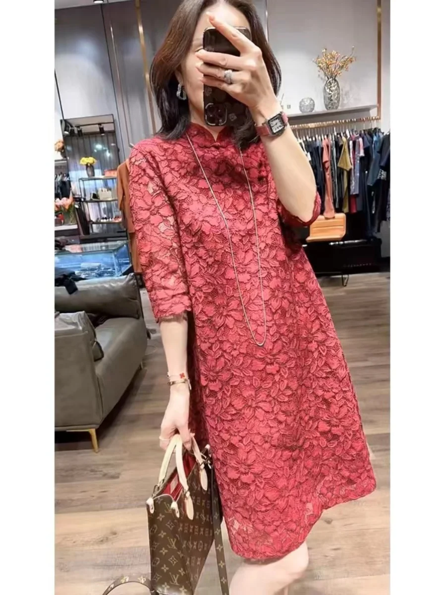 Elegant Red Half Sleeve Dress Women's Fashionable High-end Chinese Style New 2024 Midi Dress Original Design Thin Fabric
Elegant Red Half Sleeve Dress Women's Fashionable High-end Chinese Style New 2024 Midi Dress Original Design Thin Fabric