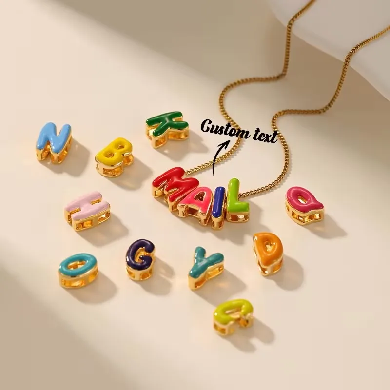 Custom Name Bubble Letter Necklace 304 Stainless Steel Chain Personalized Random Colored Enamel Letter Pendant Bohemian Necklace
Custom Name Bubble Letter Necklace 304 Stainless Steel Chain Personalized Random Colored Enamel Letter Pendant Bohemian Necklace
