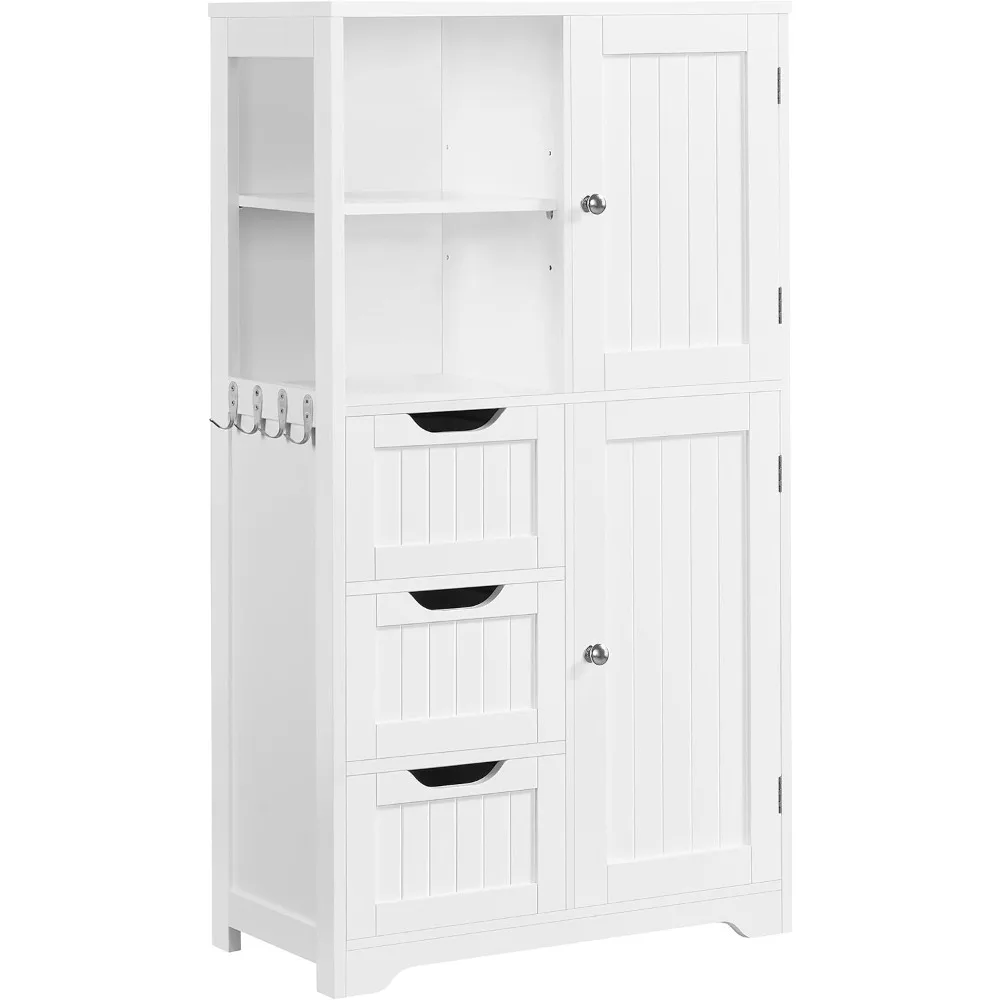 Bathroom Floor Cabinet 42″, Freestanding Storage Cabinet with 3 Drawers, 2 Open Shelves and 2 Doors
Bathroom Floor Cabinet 42″, Freestanding Storage Cabinet with 3 Drawers, 2 Open Shelves and 2 Doors
