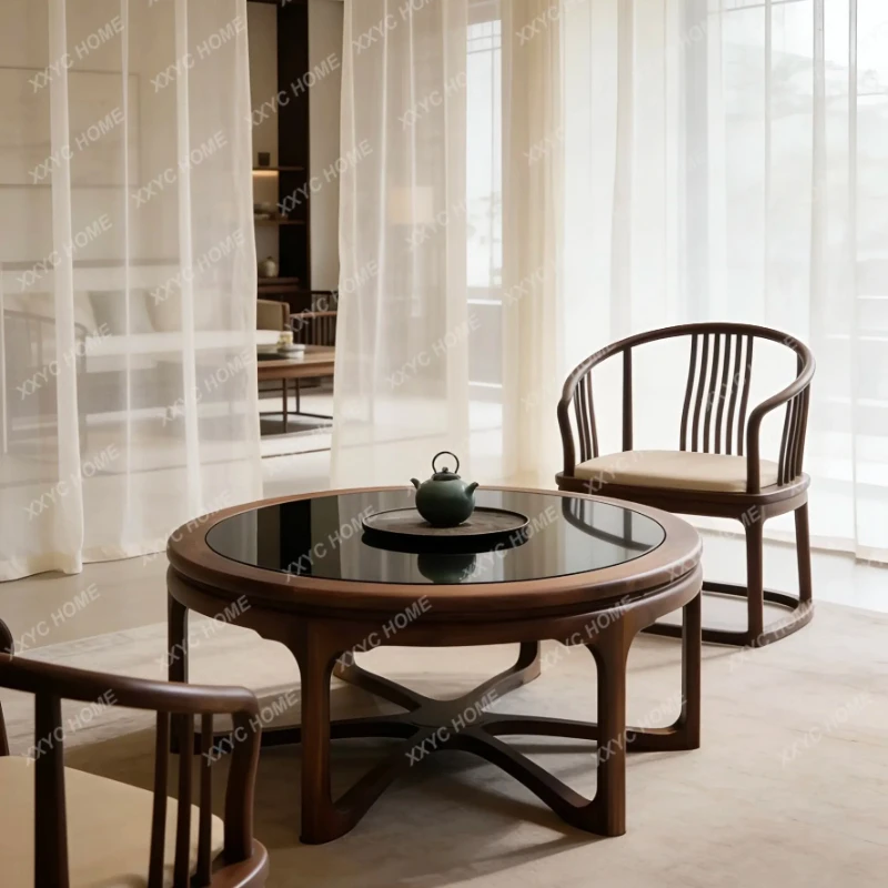 X-S New Chinese style all-solid wood round glass surface coffee table living room small apartment HG
X-S New Chinese style all-solid wood round glass surface coffee table living room small apartment HG