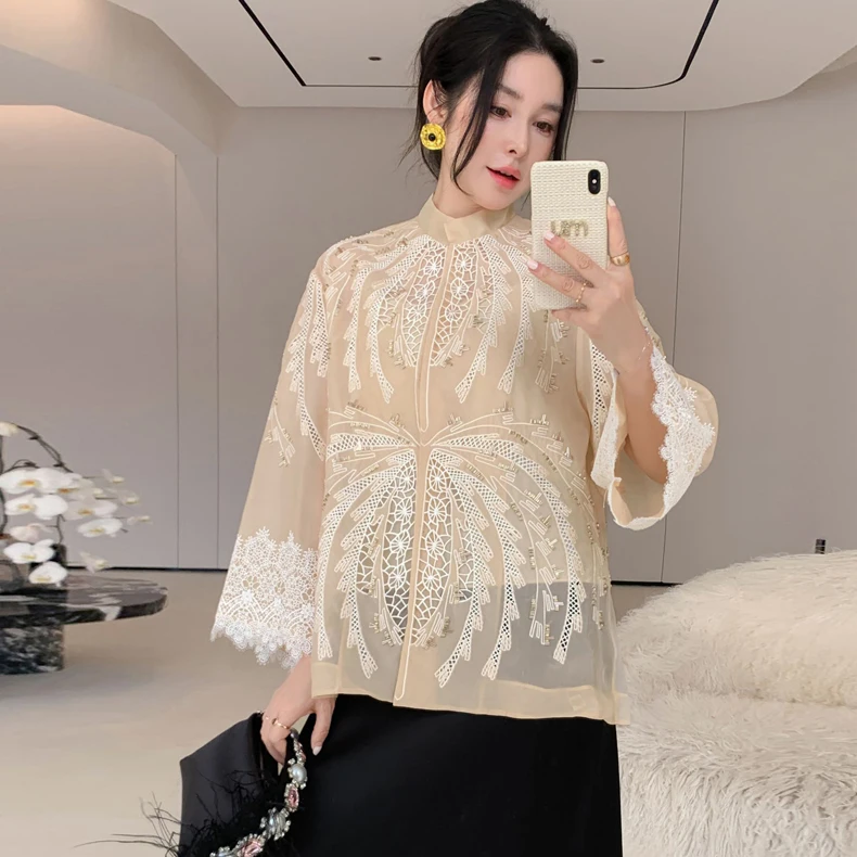 Handmade Embroidered Silk Organza Jaet Artistic Treasure Wealth Flower Heavy Lace Embroidery True Silk European Sle Coat
Handmade Embroidered Silk Organza Jaet Artistic Treasure Wealth Flower Heavy Lace Embroidery True Silk European Sle Coat