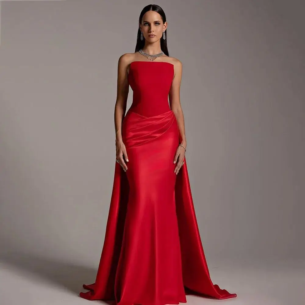 Red 2026 Simple Slim Prom Dresses For Formal Evening Stain Strapless Sexy Charming Mermaid Dress Party Dresses Vestido De Novia
Red 2026 Simple Slim Prom Dresses For Formal Evening Stain Strapless Sexy Charming Mermaid Dress Party Dresses Vestido De Novia