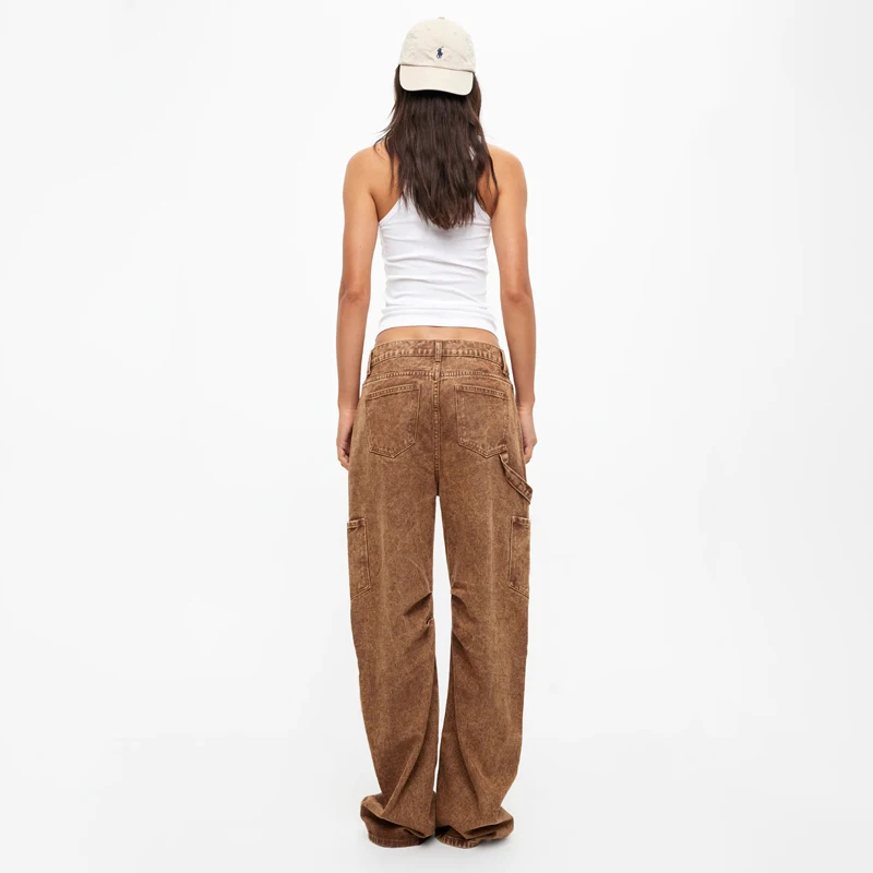 High quality women's all season pleated texture overalls brown handsome plus size baggy baggy denim pants for Handsome woman
High quality women's all season pleated texture overalls brown handsome plus size baggy baggy denim pants for Handsome woman
