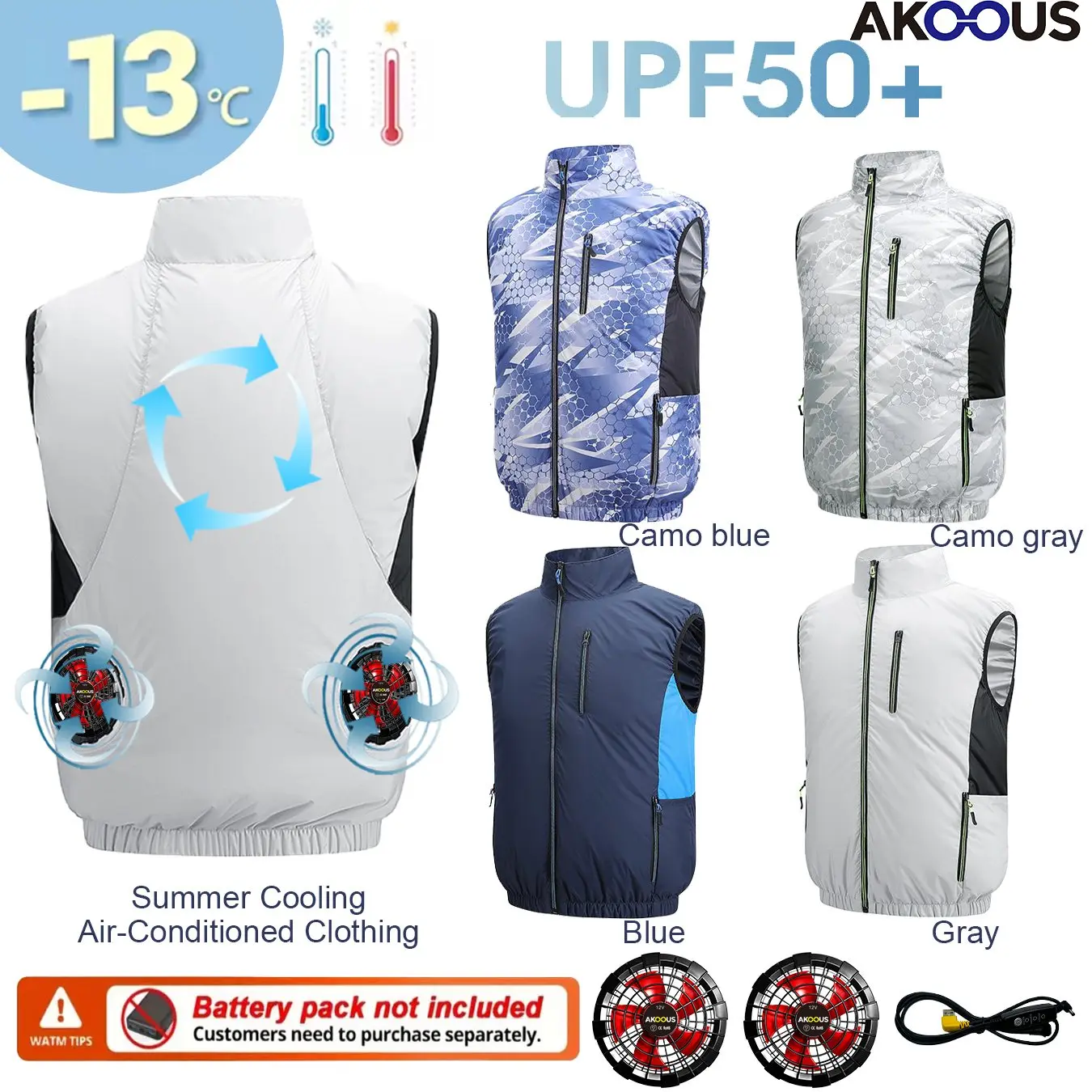 Summer Air Conditioned Clothes Unisex 6500RPM 12V/5V USB Cooling Fan Vest Breathable Cooling Jacket for Work Camping Hiking Fish
Summer Air Conditioned Clothes Unisex 6500RPM 12V/5V USB Cooling Fan Vest Breathable Cooling Jacket for Work Camping Hiking Fish