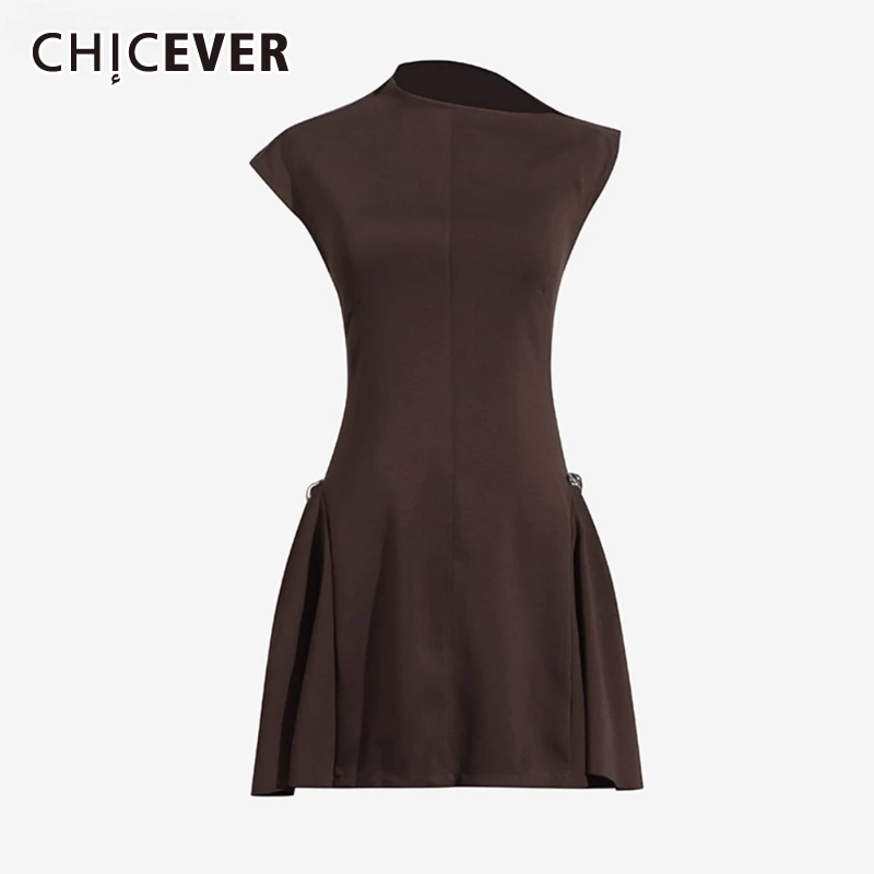 CHICEVER Solid Luxurious Evening Dresses for Women O Neck Sleeveless High Waist Temperament Folds Mini Dress Female New Style
CHICEVER Solid Luxurious Evening Dresses for Women O Neck Sleeveless High Waist Temperament Folds Mini Dress Female New Style