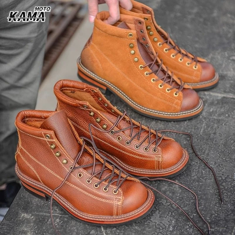 Men's Cowhid Boots British Leather Trekking Shoes Thick Soled Ankle Sneakers Cowhide High Top Motorcycle Boots Botas Para Moto
Men's Cowhid Boots British Leather Trekking Shoes Thick Soled Ankle Sneakers Cowhide High Top Motorcycle Boots Botas Para Moto