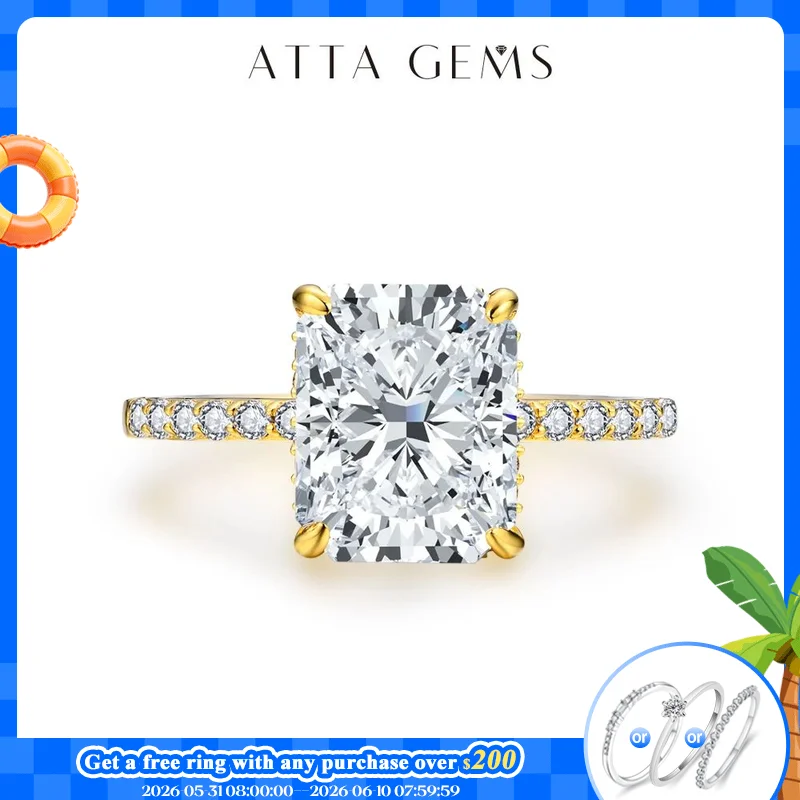 ATTAGEMS Classic Radiant Cut 4CT Moissanite Rings Gold Plated Copper Hidden Halo Engagement Ring Bridal Promise Jewelry for Her
ATTAGEMS Classic Radiant Cut 4CT Moissanite Rings Gold Plated Copper Hidden Halo Engagement Ring Bridal Promise Jewelry for Her