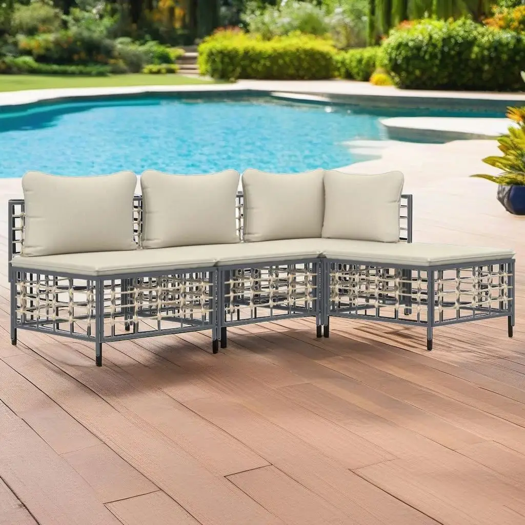 4-Piece Anthracite Poly Rattan Patio Lounge Set with Cushions for Outdoor Comfort
4-Piece Anthracite Poly Rattan Patio Lounge Set with Cushions for Outdoor Comfort
