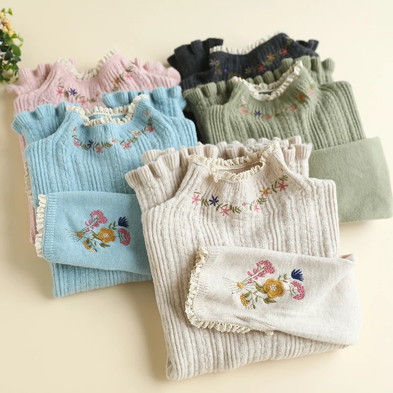Autumn New Japan Style Sweet Flower Embroidered Knitted Sweater Tops Women Mori Girl Long Sleeve Casual Knitting Pullovers
Autumn New Japan Style Sweet Flower Embroidered Knitted Sweater Tops Women Mori Girl Long Sleeve Casual Knitting Pullovers