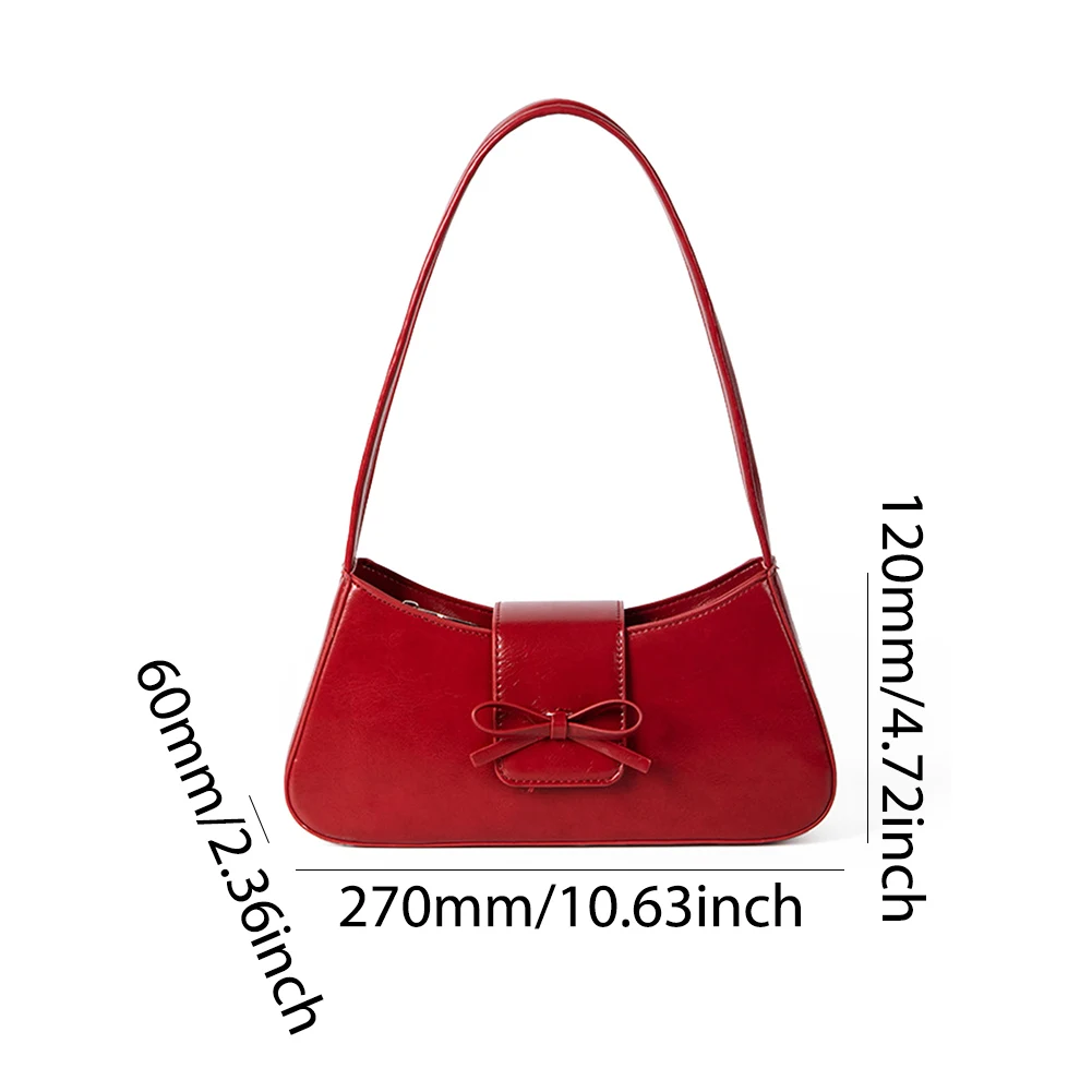 Sweet Bow Shoulder Bag PU Leather Fashion Handbag with Zipper Closure Clutch Purse Trendy Underarm Bag for Women and Girls
Sweet Bow Shoulder Bag PU Leather Fashion Handbag with Zipper Closure Clutch Purse Trendy Underarm Bag for Women and Girls