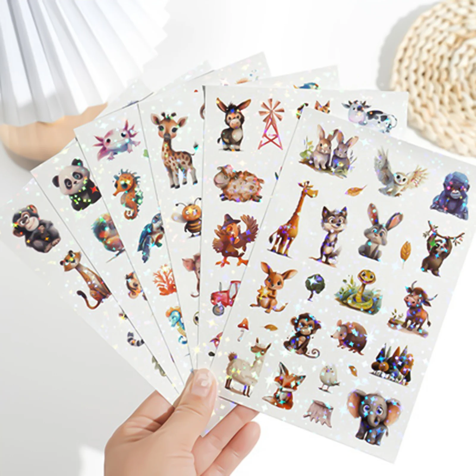 Watercolor Style Holographic Stickers Single Sheet Cartoon Animal Design Vinyl Adhesive for Kids Crafts
Watercolor Style Holographic Stickers Single Sheet Cartoon Animal Design Vinyl Adhesive for Kids Crafts