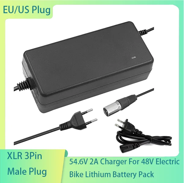 54.6V 2A Li-Ion Battery Charger Suitable for 48V lithium-ion batteries With an XLPM 3-pin connector DC Plug Power Adapters
54.6V 2A Li-Ion Battery Charger Suitable for 48V lithium-ion batteries With an XLPM 3-pin connector DC Plug Power Adapters