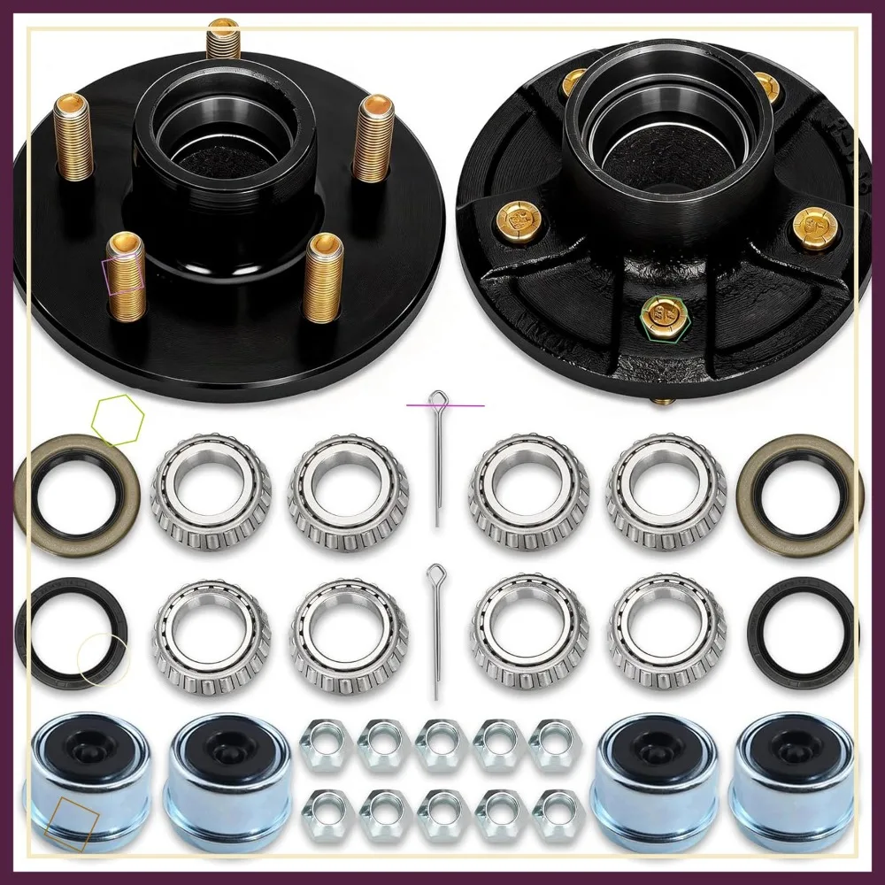 2 Sets 2000lb Trailer Axle Hub Kit, 5 Bolt 4.5" Pattern, Fits 1" & 1-1/16" Straight Spindle
2 Sets 2000lb Trailer Axle Hub Kit, 5 Bolt 4.5" Pattern, Fits 1" & 1-1/16" Straight Spindle
