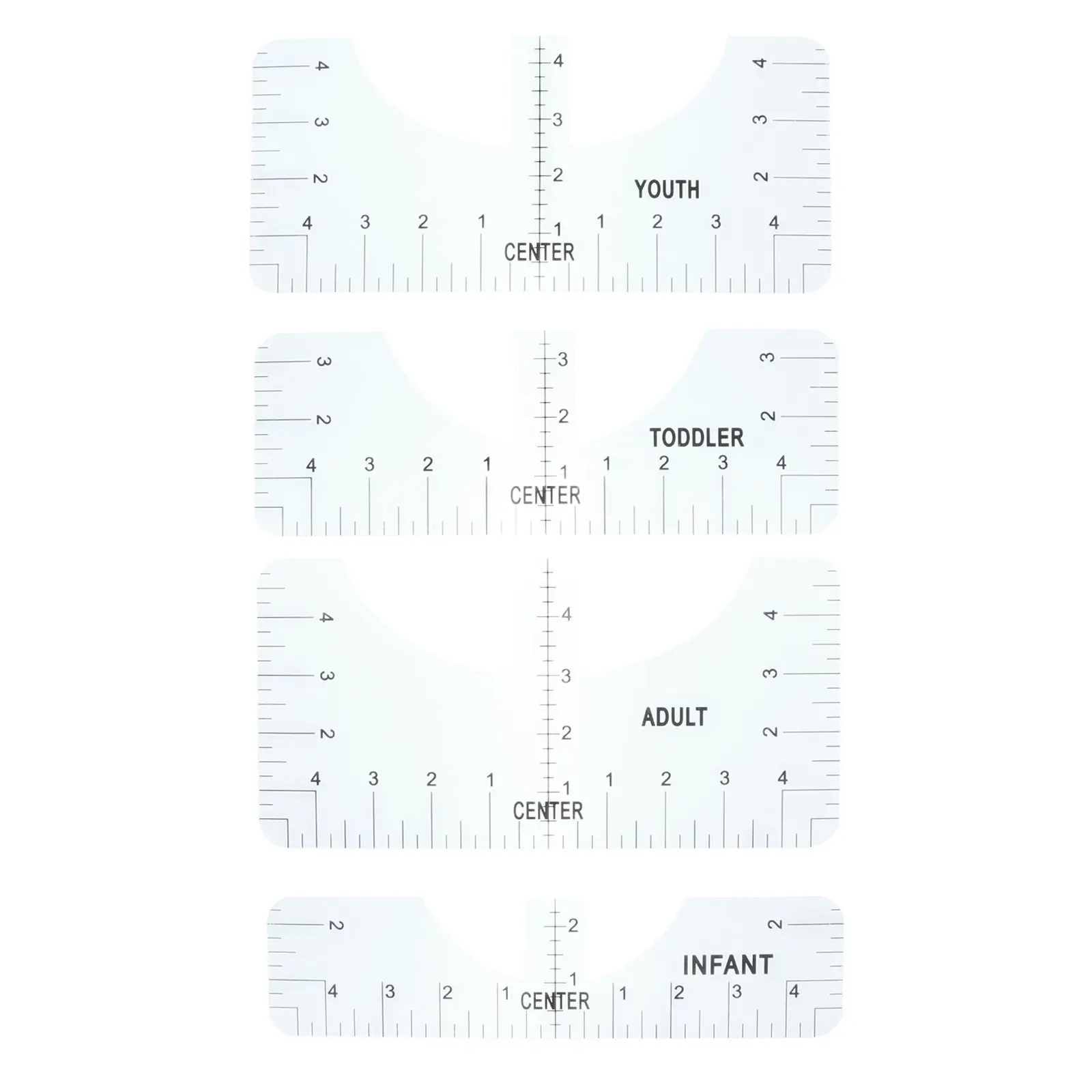 4pcs T-Shirt Ruler Guide Clear Scale Measuring Tool For Shirt Design Centering Alignment Transparent Acrylic Sewing Accessories