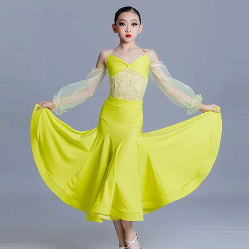 Yellow Ballroom Dance Dress Girls Tango Dance Costume Puff Sleeve Bodysuit Skirt Children Standard Waltz Dancing Dress VDB6197
Yellow Ballroom Dance Dress Girls Tango Dance Costume Puff Sleeve Bodysuit Skirt Children Standard Waltz Dancing Dress VDB6197