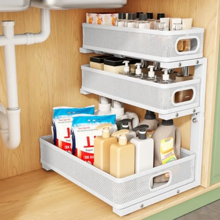 Under Sink Organizer, 3-Tier Height Adjustable Thickened Metal Pull out Cabinet Organizer Shelf, Slide out Storage Drawer Rack
Under Sink Organizer, 3-Tier Height Adjustable Thickened Metal Pull out Cabinet Organizer Shelf, Slide out Storage Drawer Rack