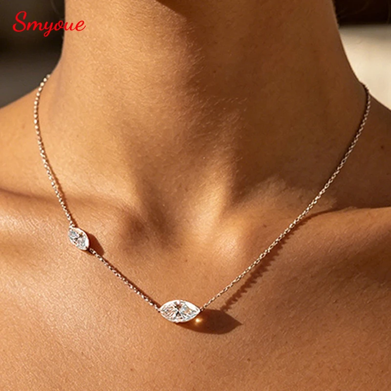 Smyoue 3CT Marquise Cut 2 Gems Full Moissanite Necklace for Women Bride Wedding Jewelry Lab Diamond Chain 925 Sterling Silver
Smyoue 3CT Marquise Cut 2 Gems Full Moissanite Necklace for Women Bride Wedding Jewelry Lab Diamond Chain 925 Sterling Silver