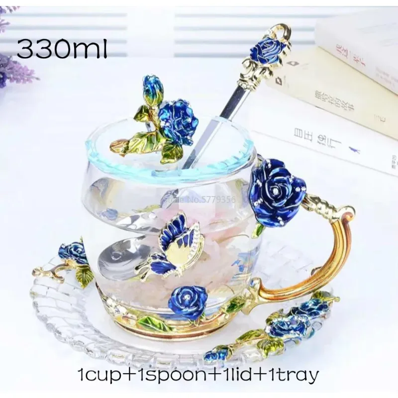 Blue Rose Enamel Coffee cup Mug Crystal Glass Cups and mugs High-grade Tea Cup Drinkware Gift Couple Mug For Lover Tea Set
Blue Rose Enamel Coffee cup Mug Crystal Glass Cups and mugs High-grade Tea Cup Drinkware Gift Couple Mug For Lover Tea Set