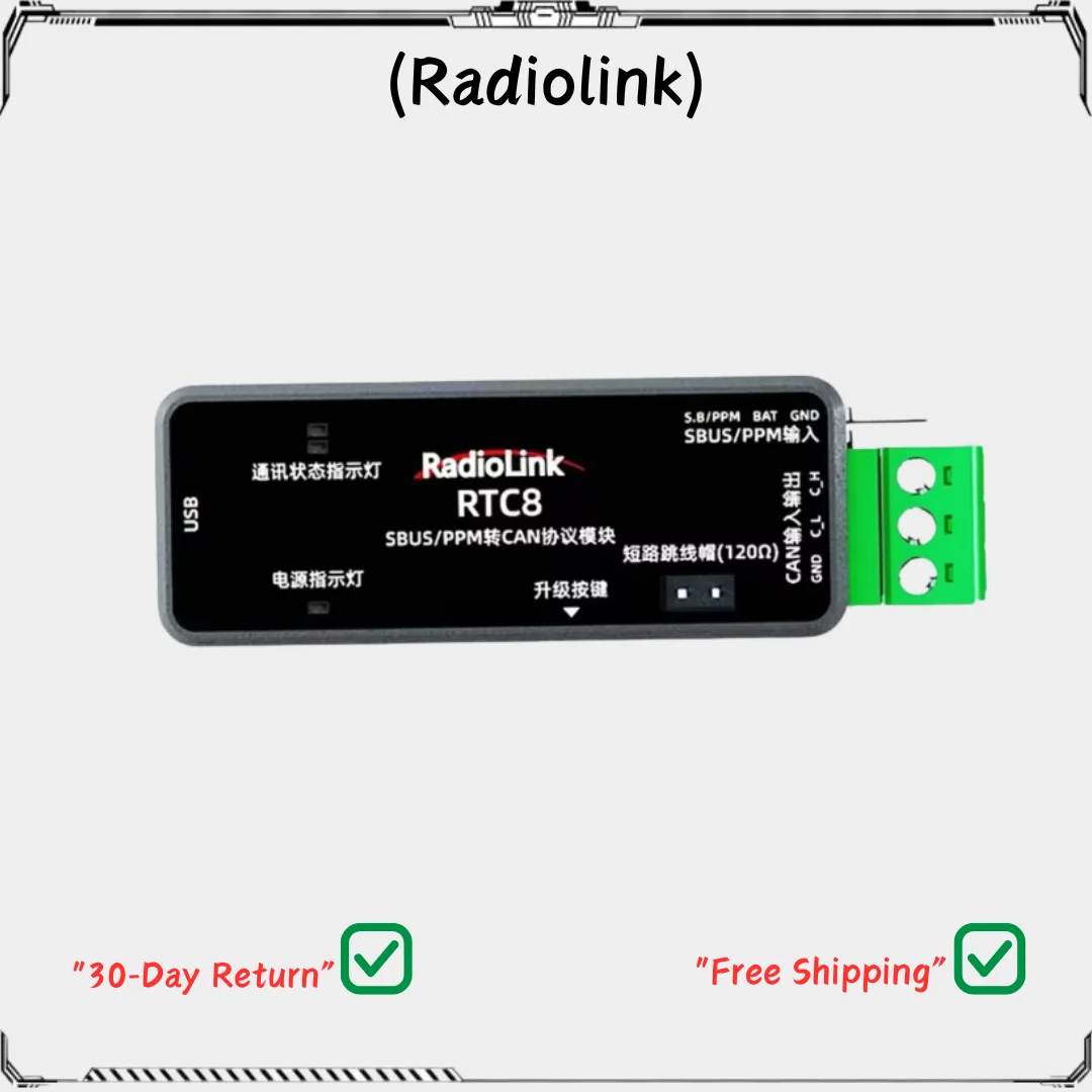 Radiolink новый модуль протокола RTC8 SBUS/PPM к CAN, двойной вход сигнала, настройка параметров приложения, подходит для умных автомобилей/подвес DJI
Radiolink новый модуль протокола RTC8 SBUS/PPM к CAN, двойной вход сигнала, настройка параметров приложения, подходит для умных автомобилей/подвес DJI