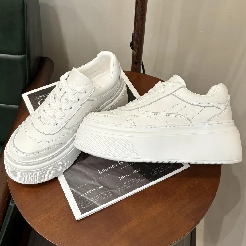 New Style Thick-sole Platform White Shoes Women Fashion Height-increasing Lace-up Genuine Leather Sports Casual Skate Shoes
New Style Thick-sole Platform White Shoes Women Fashion Height-increasing Lace-up Genuine Leather Sports Casual Skate Shoes