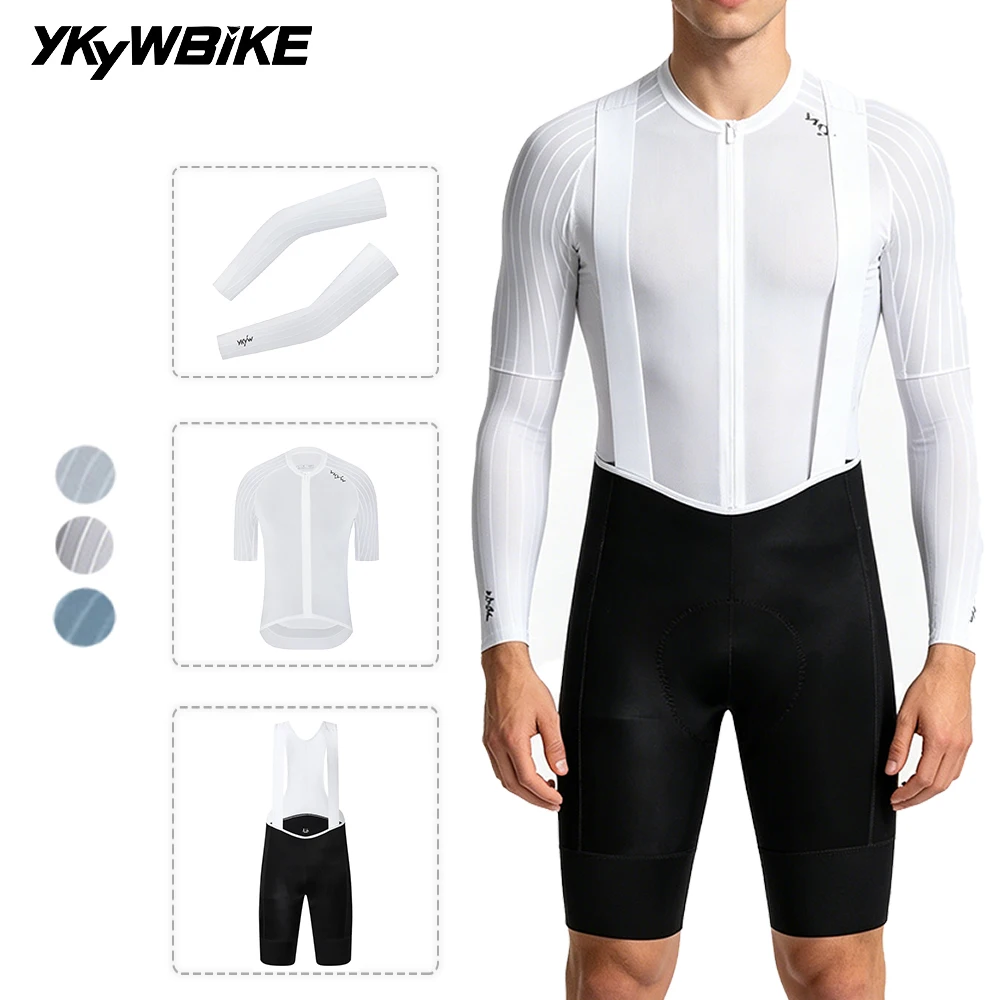 YKYWBIKE Men 3-Piece Aero Cycling Jersey Set Short Sleeve Bib Shorts Arm Sleeves Pro Aerodynamic Road Bike MTB Cycling Clothing
YKYWBIKE Men 3-Piece Aero Cycling Jersey Set Short Sleeve Bib Shorts Arm Sleeves Pro Aerodynamic Road Bike MTB Cycling Clothing