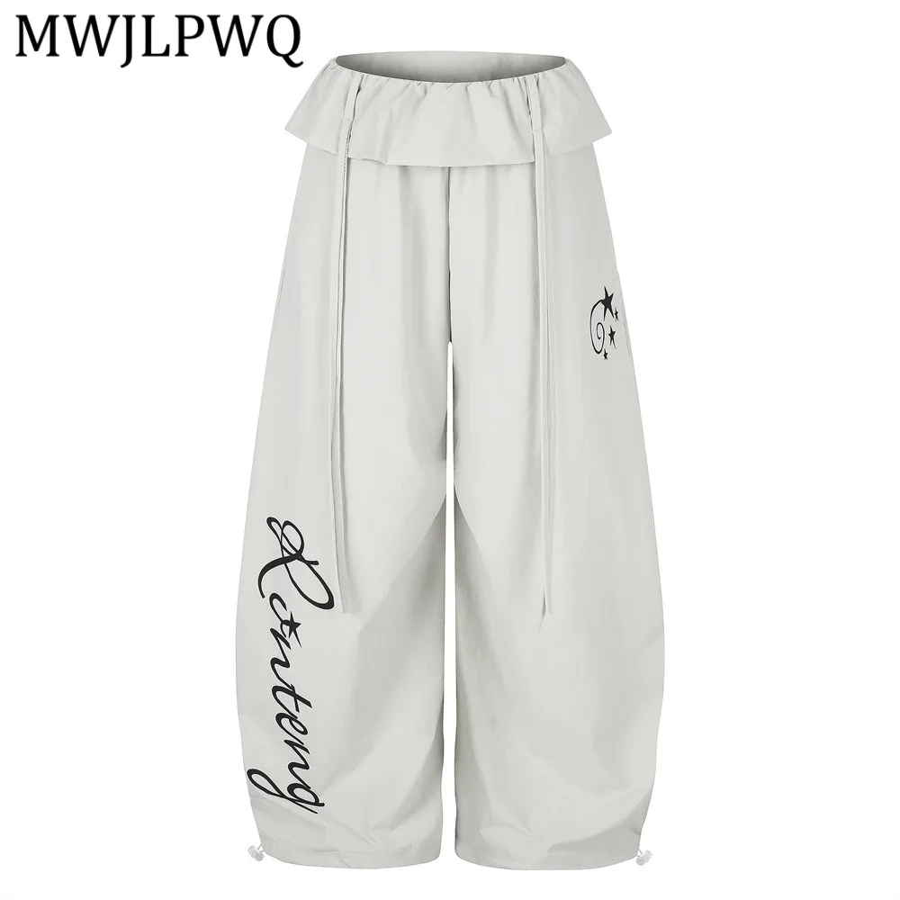 MWJLPWQ Letter-Printed Curved Wide-Leg Pants Men's Vibe American Trendy Unique Waistband Design Stylish Casual Trousers 16689
MWJLPWQ Letter-Printed Curved Wide-Leg Pants Men's Vibe American Trendy Unique Waistband Design Stylish Casual Trousers 16689