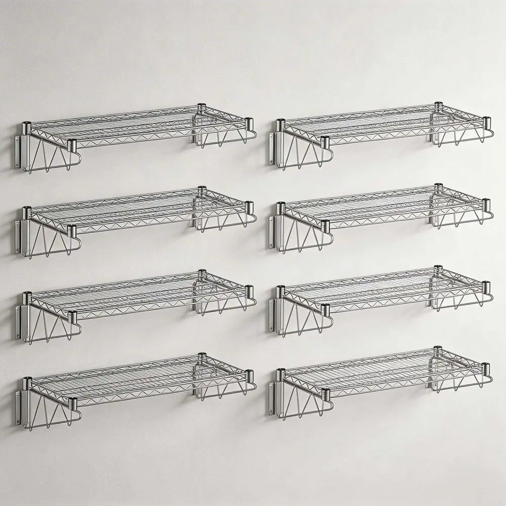 8 Pack 14" x 36" Chrome Wire Wall Shel, NS Heavy Duty Steel Wall Mounted Storage Rack, Garage, Kitchen, Oice Organization
8 Pack 14" x 36" Chrome Wire Wall Shel, NS Heavy Duty Steel Wall Mounted Storage Rack, Garage, Kitchen, Oice Organization