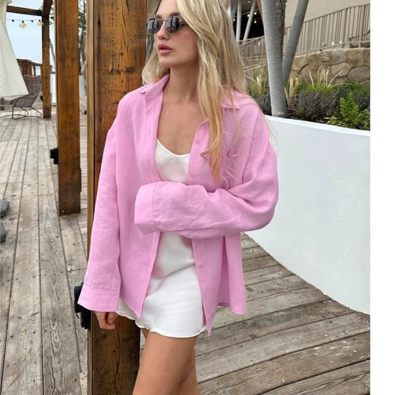 2025 Spring And Autumn New Elegant Women's Shirt Fashion Solid Color Lapel Long Sleeve Single Bretted Cardigan Loose Casual Top
2025 Spring And Autumn New Elegant Women's Shirt Fashion Solid Color Lapel Long Sleeve Single Bretted Cardigan Loose Casual Top