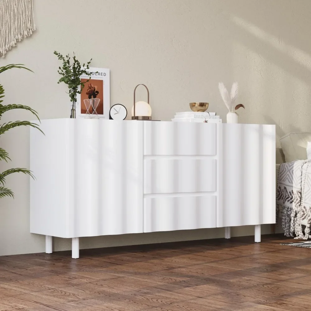 Wave shaped modern side panel buffet storage cabinet, 3 drawers and 4 storage rooms, kitchen cabinet console
Wave shaped modern side panel buffet storage cabinet, 3 drawers and 4 storage rooms, kitchen cabinet console