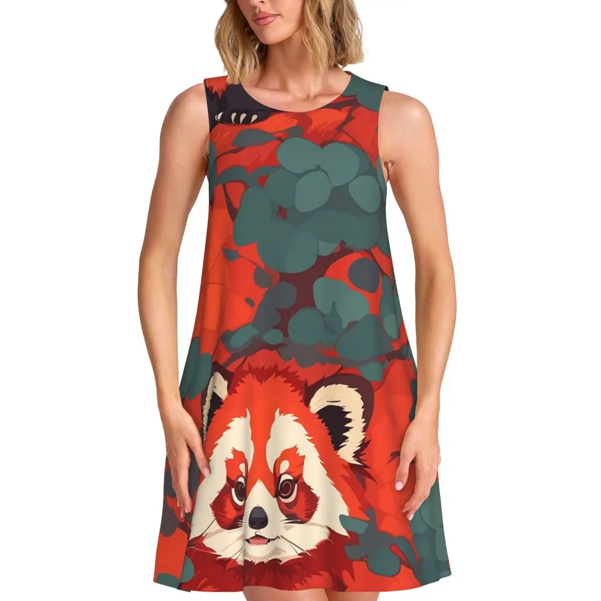 Red Panda Summer Women Short Sleeve Dress Casual Sleeveless Round Neck Loose Dresses Street Robe
Red Panda Summer Women Short Sleeve Dress Casual Sleeveless Round Neck Loose Dresses Street Robe