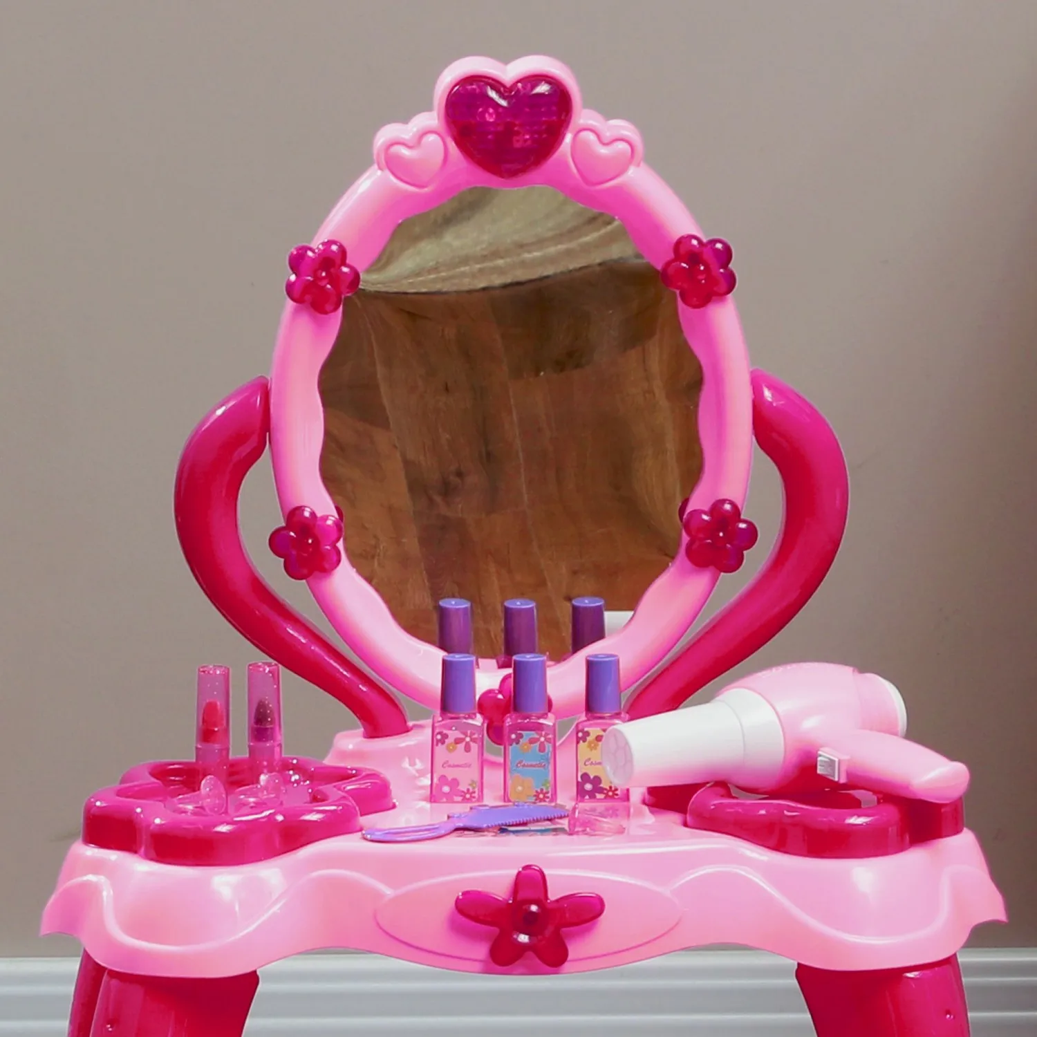 Qaba Vanity Set with Mirror and Stool, Light and Sound, 15 Accessories, Pink
Qaba Vanity Set with Mirror and Stool, Light and Sound, 15 Accessories, Pink
