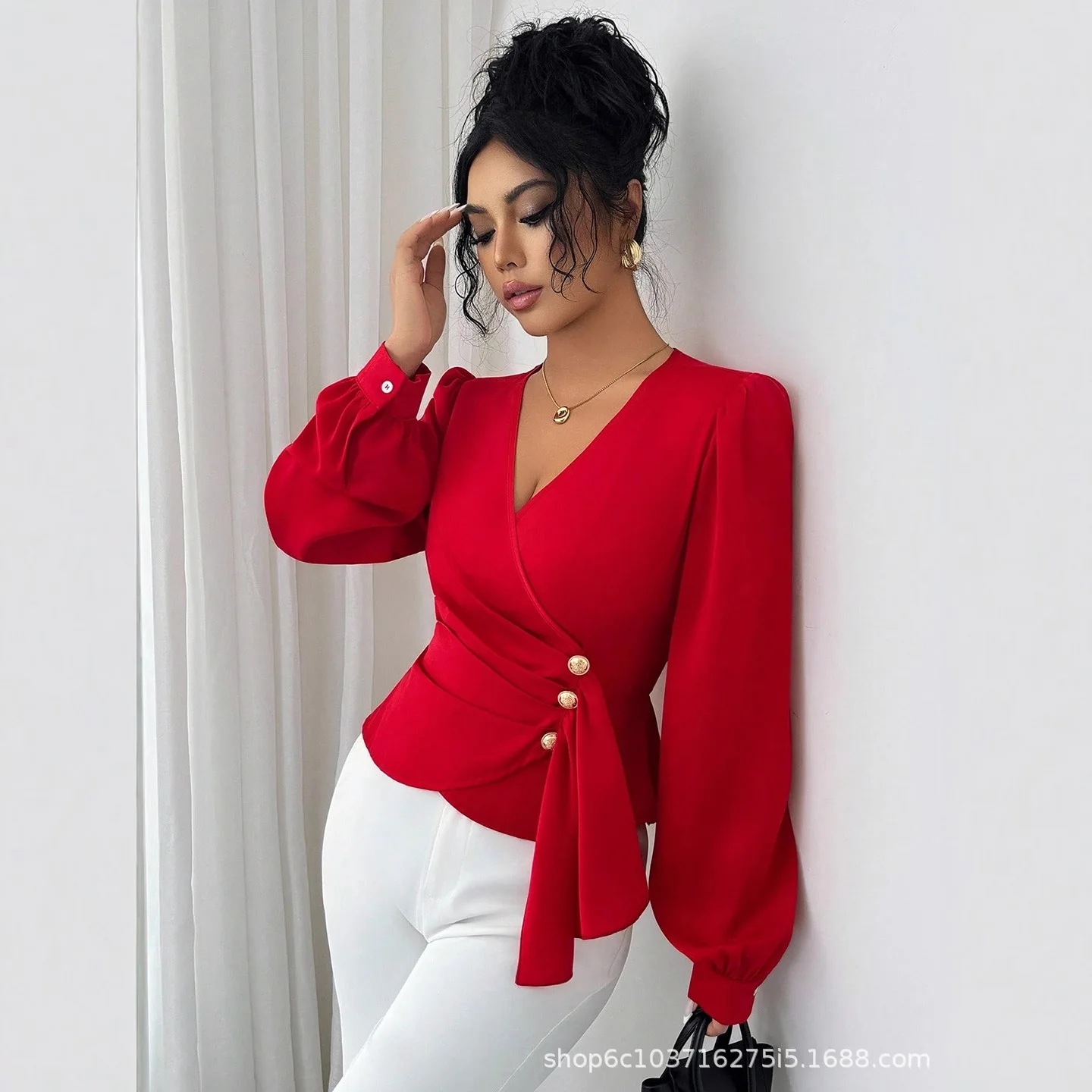 Women's Clothing 2026 French Style Elegant V-neck T-shirt For Women, New Spring And Autumn Fashion, Royal Sister Style, Pleated
Women's Clothing 2026 French Style Elegant V-neck T-shirt For Women, New Spring And Autumn Fashion, Royal Sister Style, Pleated