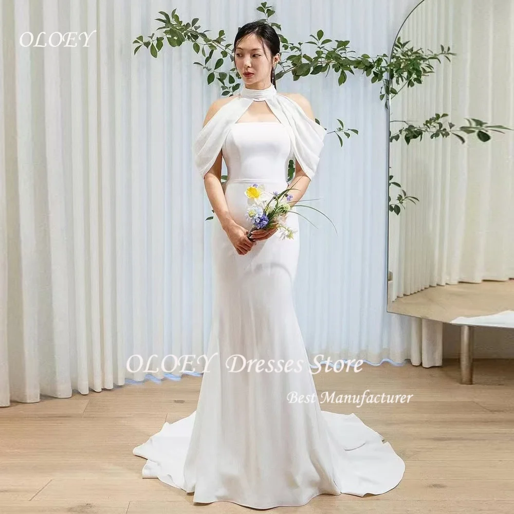 OLOEY Simple Evening Dresses Korea Photoshoot Halter Floor Length Formal Wedding Off the Shoulder Prom Gowns Customized 웨딩드레스
OLOEY Simple Evening Dresses Korea Photoshoot Halter Floor Length Formal Wedding Off the Shoulder Prom Gowns Customized 웨딩드레스