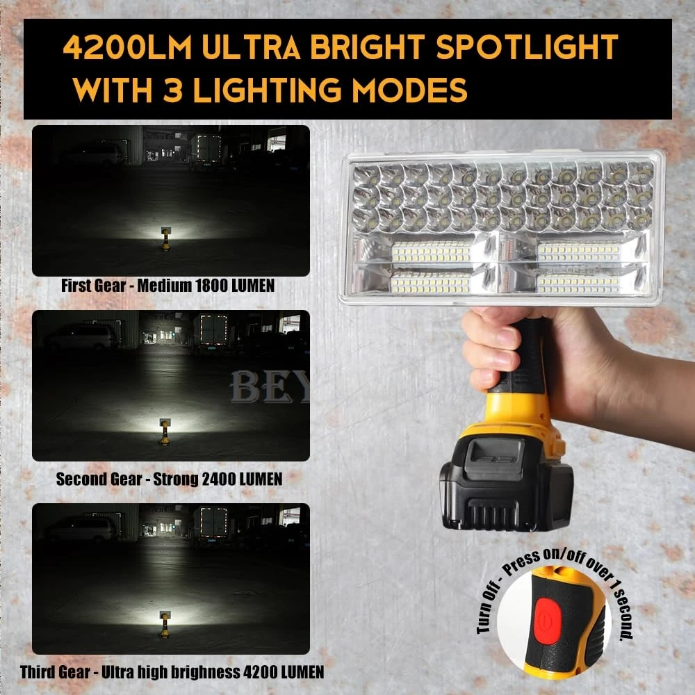 Linterna inalámbrica 40W 4200LM Luz de Jobsite Compatible con batería de Dewalt 20V Luz de trabajo led portátil alimentada por batería 84 led 9 pulgadas Proyector recargable 20V Herramientas con puerto USB 110 ° Pivoting 3 modos de luz para la reparación
Linterna inalámbrica 40W 4200LM Luz de Jobsite Compatible con batería de Dewalt 20V Luz de trabajo led portátil alimentada por batería 84 led 9 pulgadas Proyector recargable 20V Herramientas con puerto USB 110 ° Pivoting 3 modos de luz para la reparación