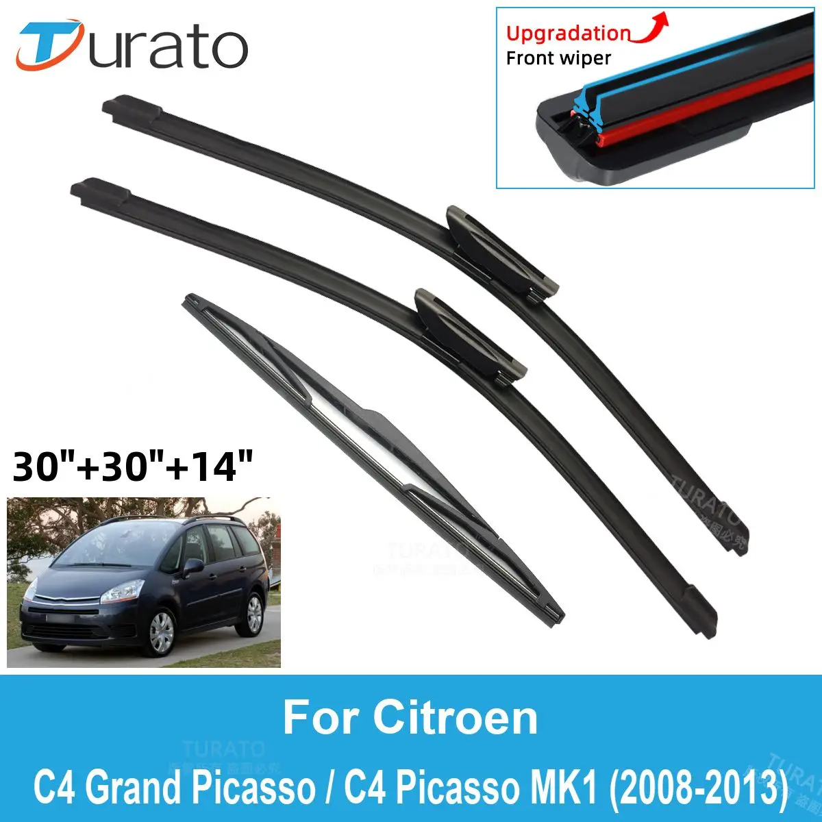 3PCS Car Wiper Blades for 2008-2013 Citroen C4 Grand Picasso / C4 Picasso MK1 Rear Wipers Double Rubber Accessories 2012 2013
3PCS Car Wiper Blades for 2008-2013 Citroen C4 Grand Picasso / C4 Picasso MK1 Rear Wipers Double Rubber Accessories 2012 2013
