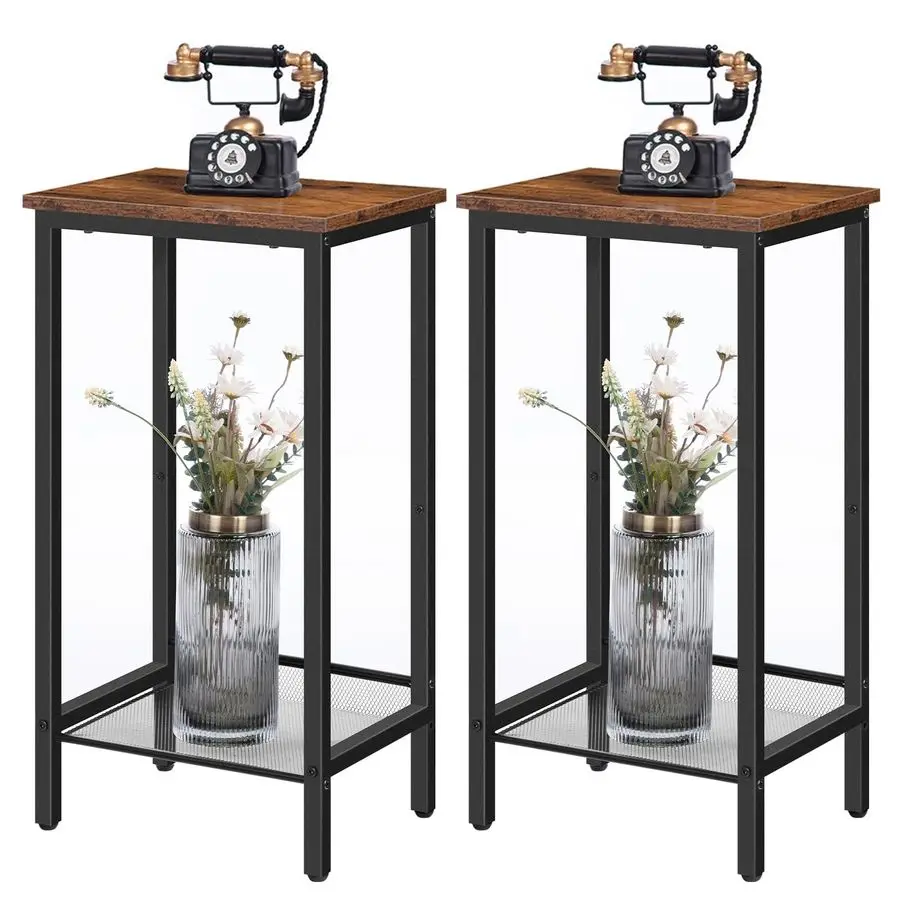 Tall Side Tables Set of 2, Industrial End Telephone Table with Adjustable Mesh Shelves, for Living Room, Bedroom, Entryway, Offi
Tall Side Tables Set of 2, Industrial End Telephone Table with Adjustable Mesh Shelves, for Living Room, Bedroom, Entryway, Offi