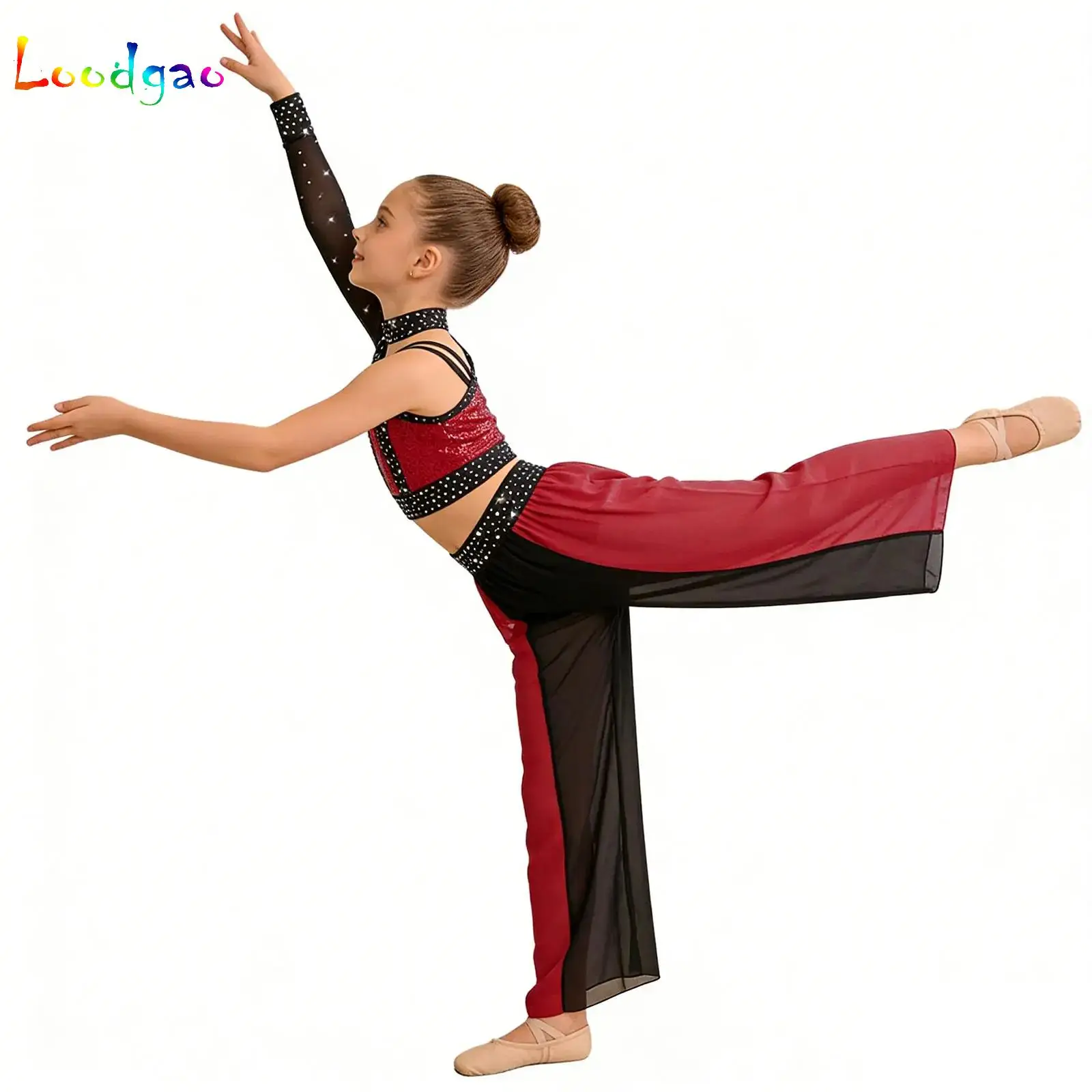 Kids Girls Modern Lyrical Dance Performance Jumpsuit Sequins Crop Top with Split Pants Ballet Skating Gymnastics Acrobatics Suit
Kids Girls Modern Lyrical Dance Performance Jumpsuit Sequins Crop Top with Split Pants Ballet Skating Gymnastics Acrobatics Suit