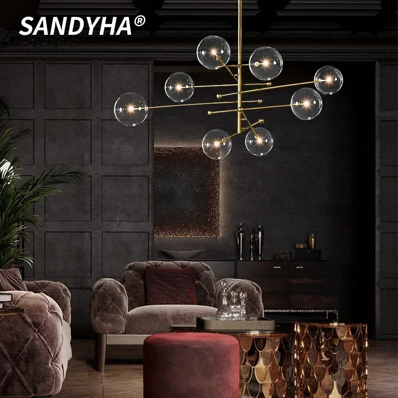 SANDYHA Modern Art Glass Ball Chandeliers Nordic Black Gold Led Lamp for Living Room Bedroom Home Decor Pendant Lighting Fixture
SANDYHA Modern Art Glass Ball Chandeliers Nordic Black Gold Led Lamp for Living Room Bedroom Home Decor Pendant Lighting Fixture