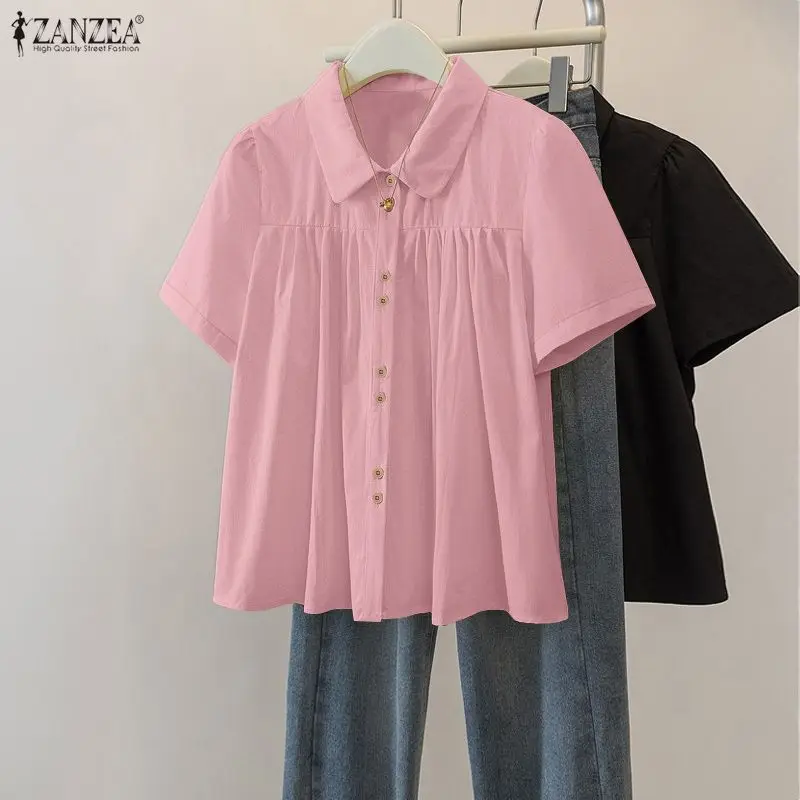 2026 ZANZEA Summer Shirt Women Lapel Neck Short Sleeve Office Work Blouse Stylish Holiday Tunic Blusas Casual Solid Buttons Tops
2026 ZANZEA Summer Shirt Women Lapel Neck Short Sleeve Office Work Blouse Stylish Holiday Tunic Blusas Casual Solid Buttons Tops