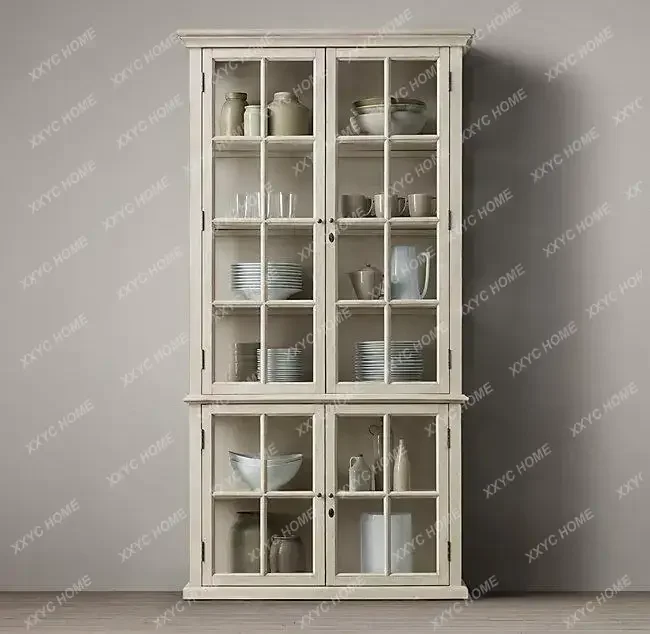 solid wood retro glass double door red wine cabinet dining side cabinet country oak living room bookcase
solid wood retro glass double door red wine cabinet dining side cabinet country oak living room bookcase