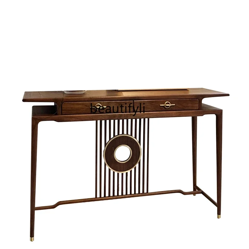 D06 Chinese-style black walnut solid wood entrance table, modern simple partition living room against the wall and strip door
D06 Chinese-style black walnut solid wood entrance table, modern simple partition living room against the wall and strip door