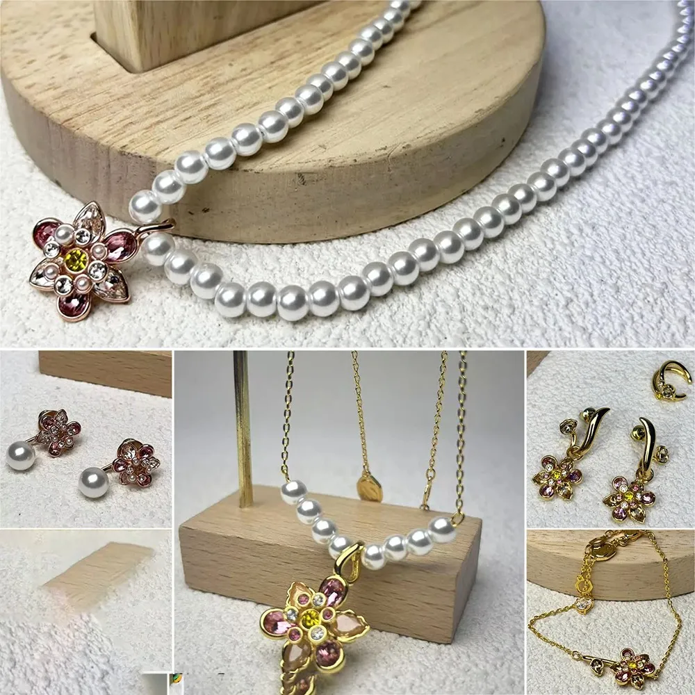 Original charms 2025, fine jewelry set with pink flower, asymmetrical flower earrings, necklace, rings for women, romantic gift
Original charms 2025, fine jewelry set with pink flower, asymmetrical flower earrings, necklace, rings for women, romantic gift