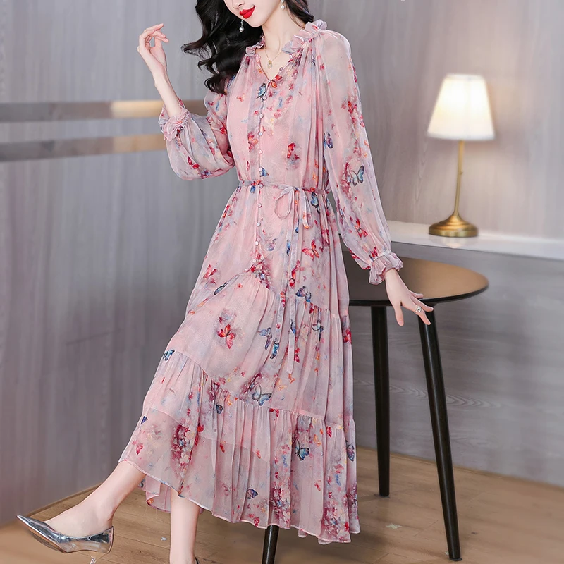 2025 Summer Luxury Pink Floral Casual Midi Dress Women's Vintage Elegant Evening Prom Dress Spring Chiffon Boho Hepburn Vestidos
2025 Summer Luxury Pink Floral Casual Midi Dress Women's Vintage Elegant Evening Prom Dress Spring Chiffon Boho Hepburn Vestidos