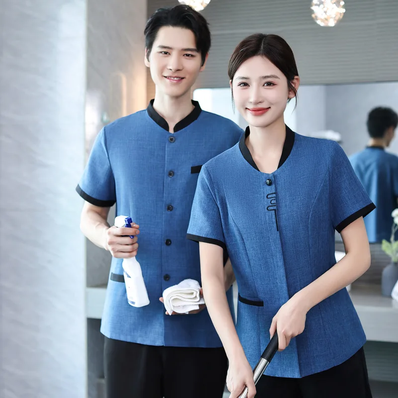 Unisex cleaning workwear, summer thin short-sleeved women's uniform for hotel property housekeeping staff
Unisex cleaning workwear, summer thin short-sleeved women's uniform for hotel property housekeeping staff