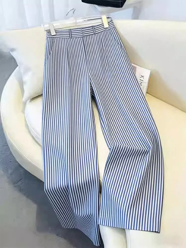 High Waist Wide Leg Striped Pants Women's Summer Commute Casual Loose Drapey Slimming Trousers Casual Straight Cut Pants
High Waist Wide Leg Striped Pants Women's Summer Commute Casual Loose Drapey Slimming Trousers Casual Straight Cut Pants
