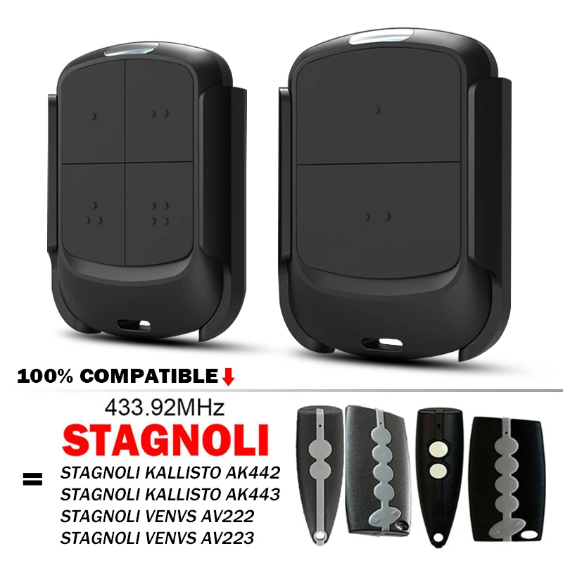 For STAGNOLI Garage Door Opener Clone STAGNOLI VENVS AV222 AV223 KALLISTO AK442 AK443 Electric Gate Command Transmitter 433MHz
For STAGNOLI Garage Door Opener Clone STAGNOLI VENVS AV222 AV223 KALLISTO AK442 AK443 Electric Gate Command Transmitter 433MHz